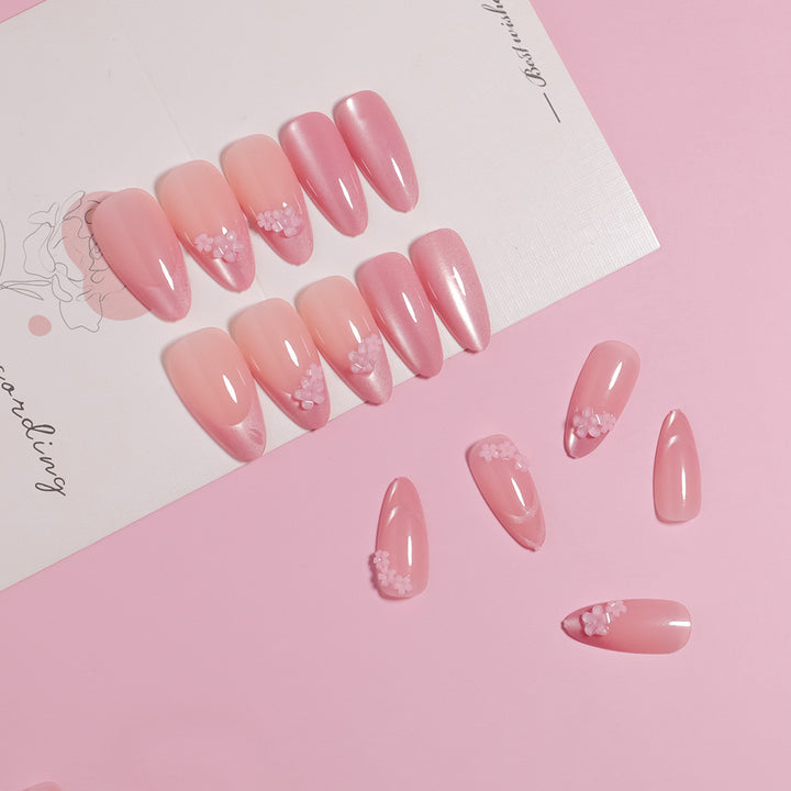 Floral Accent Almond-Shaped Press-On Nails Stornfield
