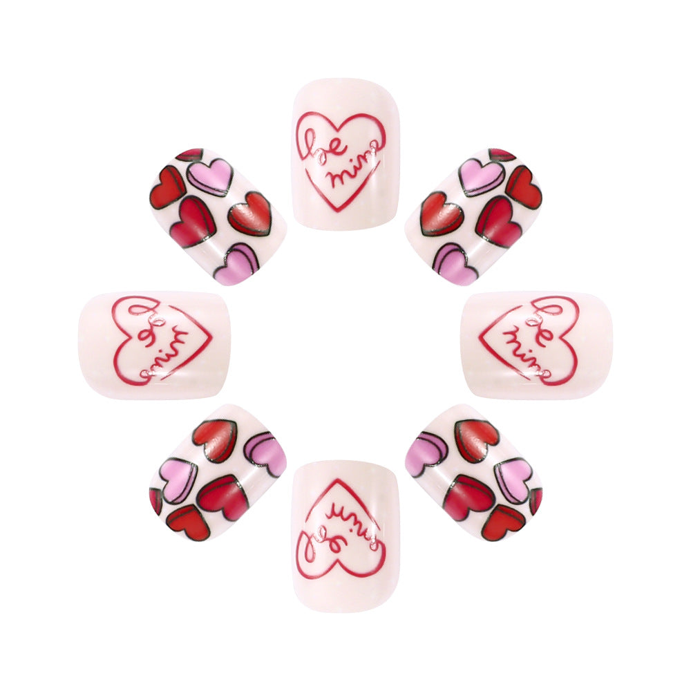 Artistic Love-Themed Press-On Nail Art Set Stornfield