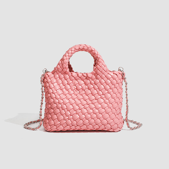 Woven Handheld Tote Bag with Chain Strap
