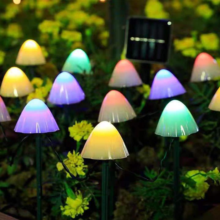 Contemporary Creative Plastic Solar LED Mushroom Lights String Lights For Outdoor Patio | Stornfield