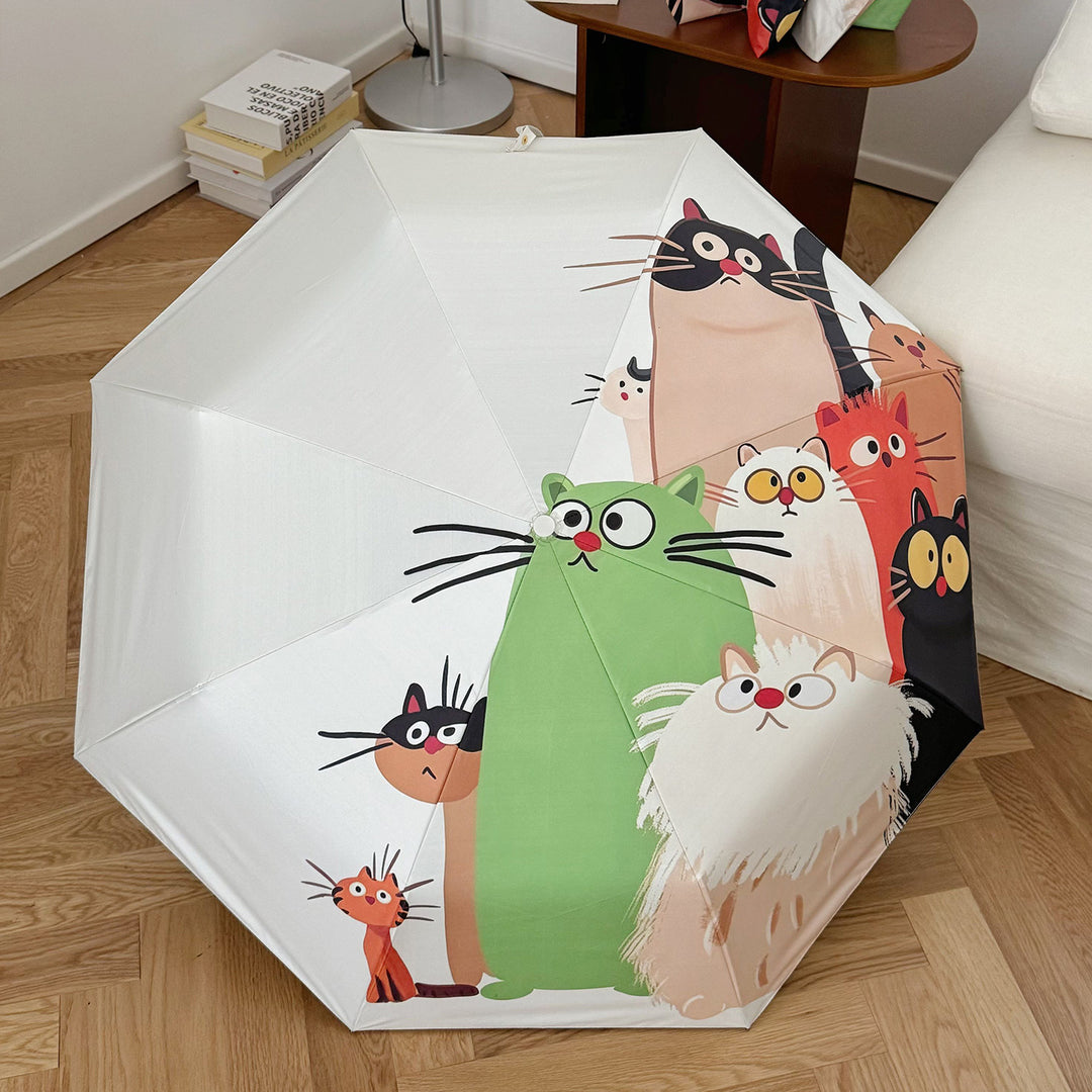 Women's Folding Umbrella with Playful Cat Design Stornfield