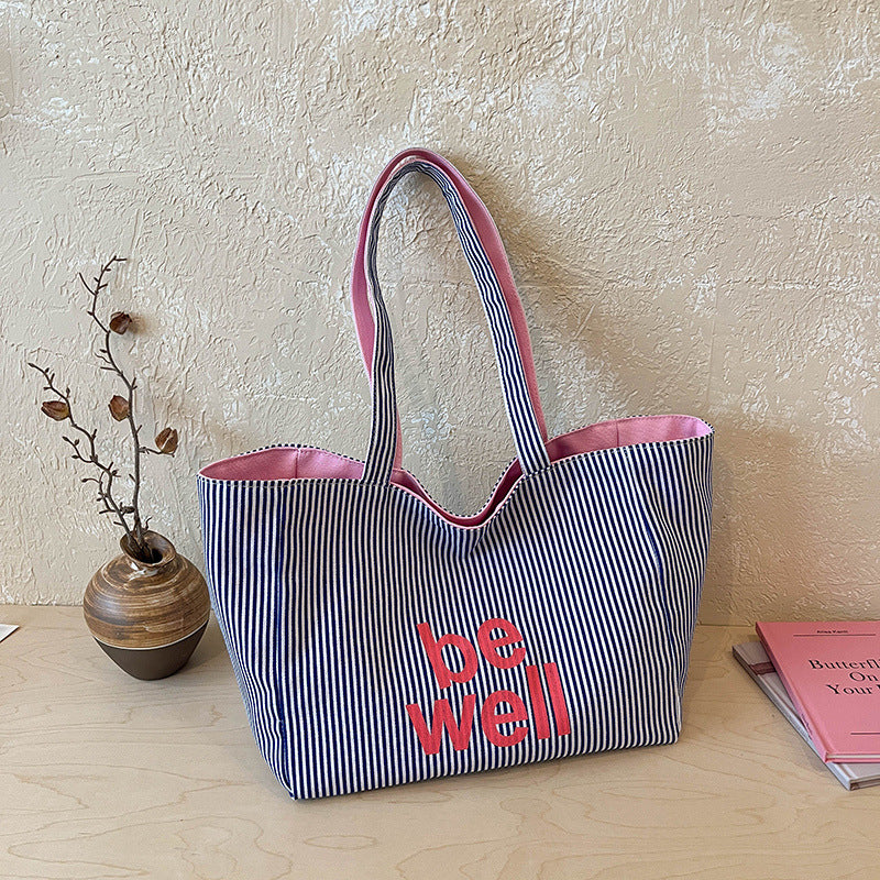 Striped Canvas Tote Bag