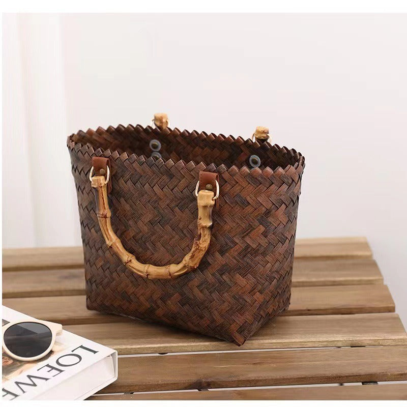 Handcrafted basket bag with bamboo handles Stornfield
