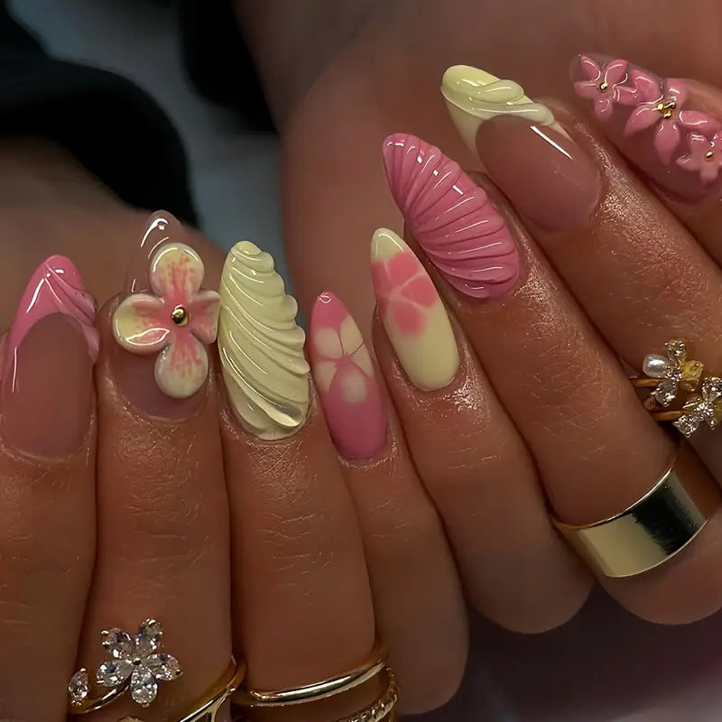 Artistic 3D Floral Press-On Nail Art Stornfield