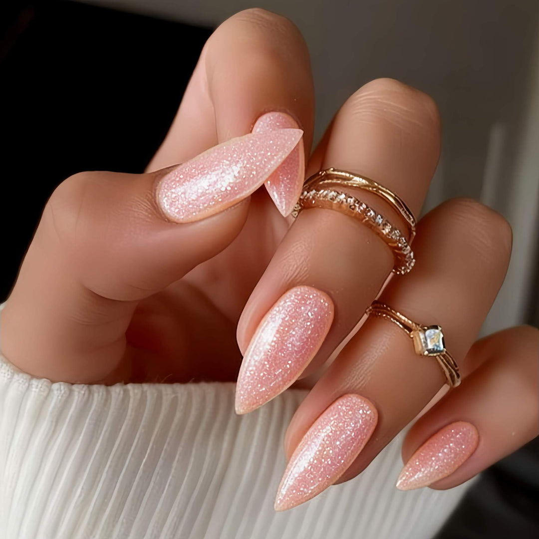 Glittering Almond-Shaped Press-On Nails Set Stornfield