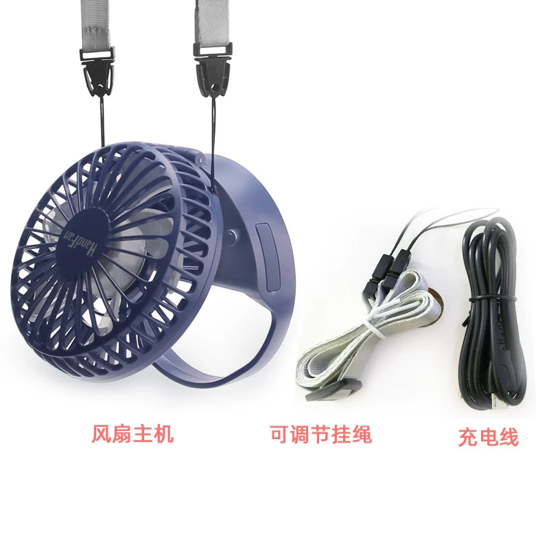 Unisex One Size Compact Foldable Rechargeable USB Personal Fan with Adjustable Tilt Head and Lanyard Stornfield