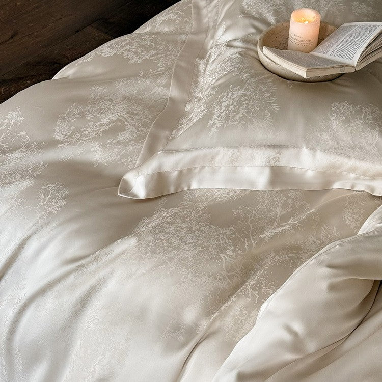 Decorative Luxurious Floral Patterned Satin Bedding Set Stornfield