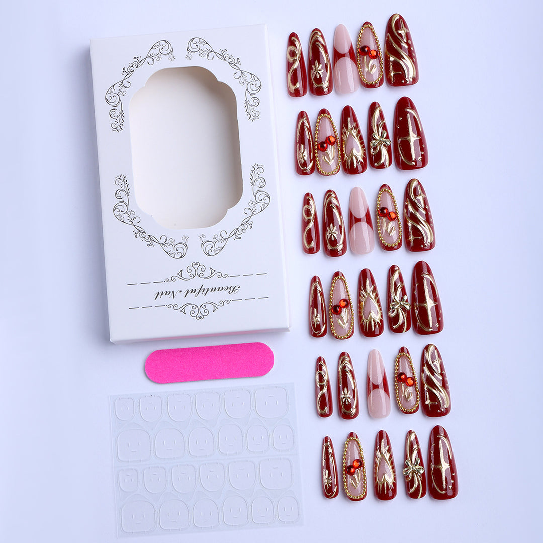 Artificial nails with elegant gold design Stornfield