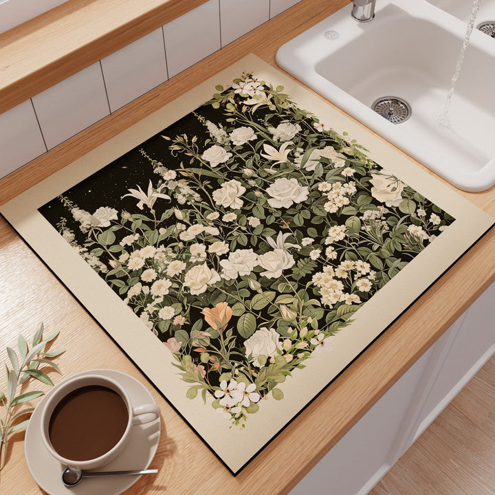 Floral-Themed Kitchen Counter Mat Stornfield