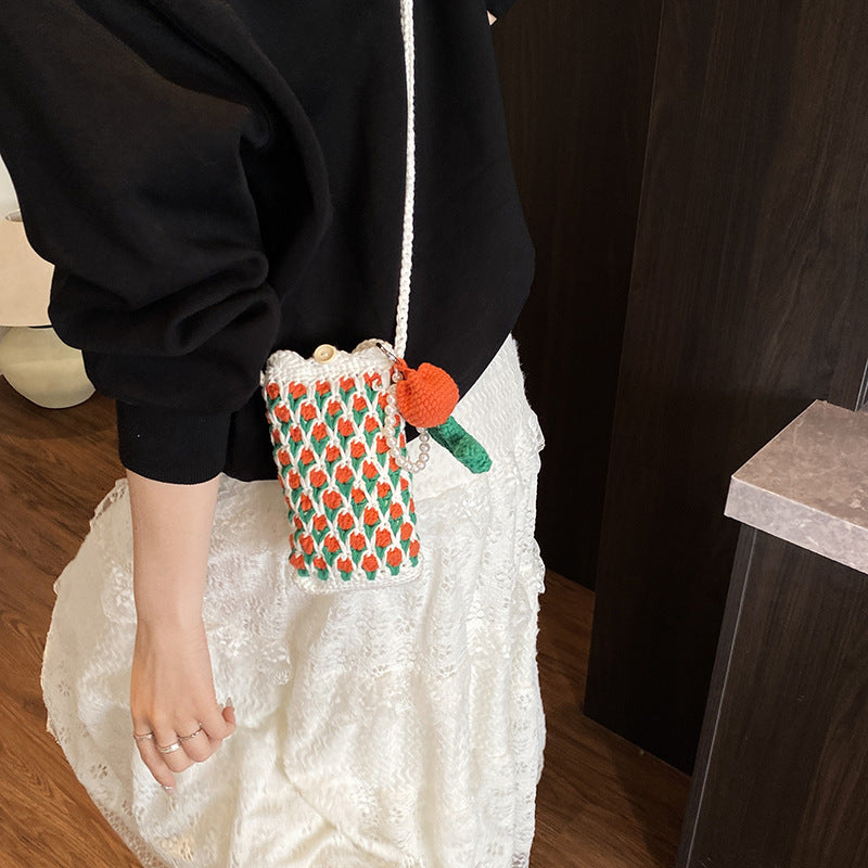 Crochet Floral-Themed Mini Bag