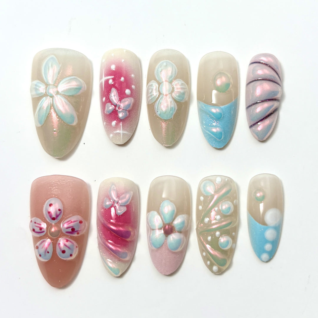 Artistic Floral Press-On Nail Set 1790746209