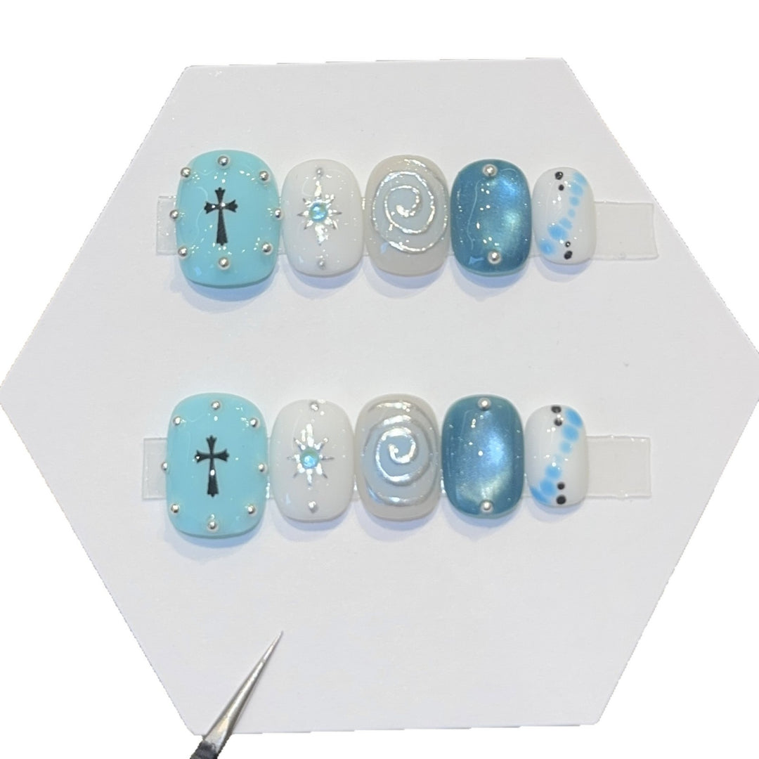 Artificial nail tips with creative geometric designs Stornfield