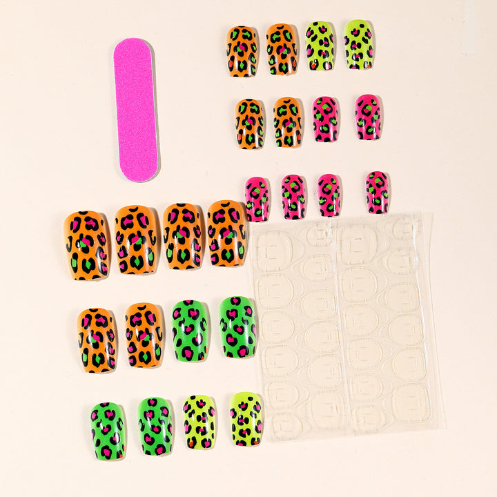 Neon Leopard Print Nail Art Extensions Stornfield