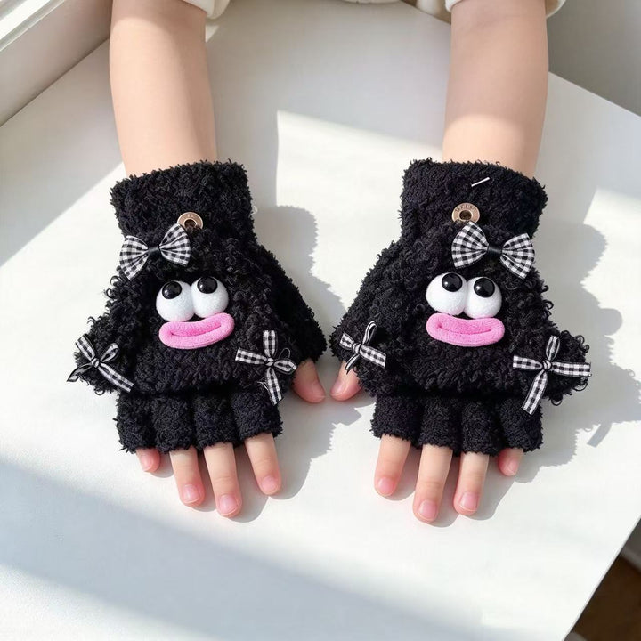 Cute Plush Character Fingerless Gloves Stornfield