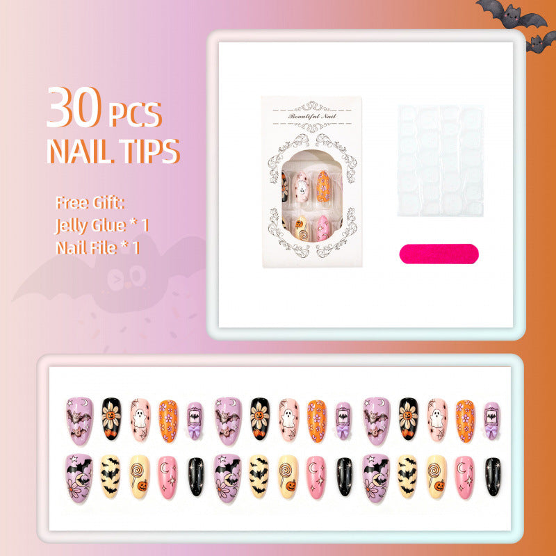 Thematic Halloween-Inspired Press-On Nail Art Set