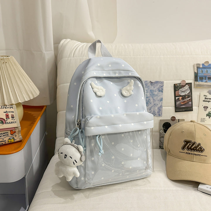 Polka Dot Patterned Backpack with Playful Wing Accents Stornfield