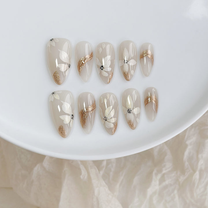 Premium Decorative Floral Press-On Nails
