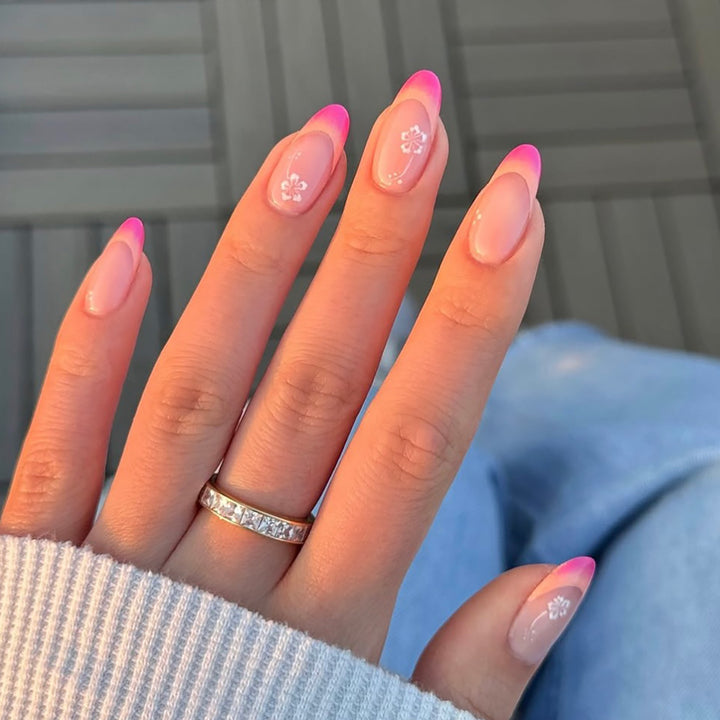 Floral French Tip Press-On Nails Stornfield