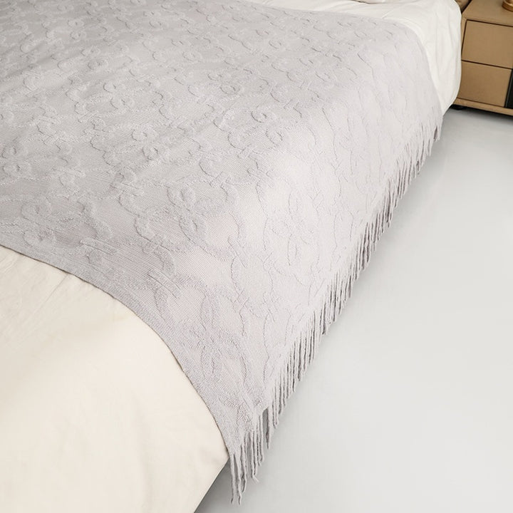 Cozy Textured Fringe Throw Blanket