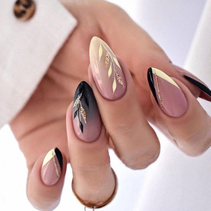 Creative nail art set with leopard pattern and glitter accents Stornfield