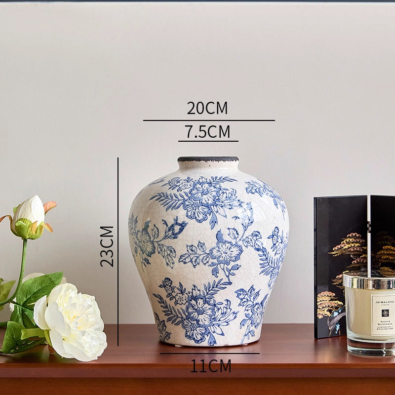Floral-Patterned Decorative Ceramic Vase