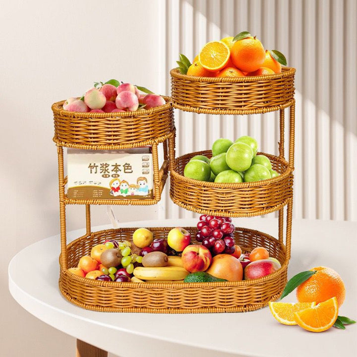 Unisex Rattan Shelf with Three Levels Stornfield