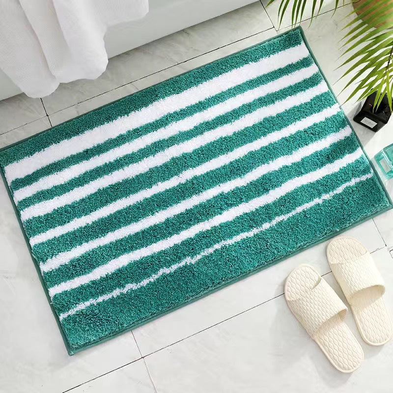 Luxurious Striped Plush Bath Mat