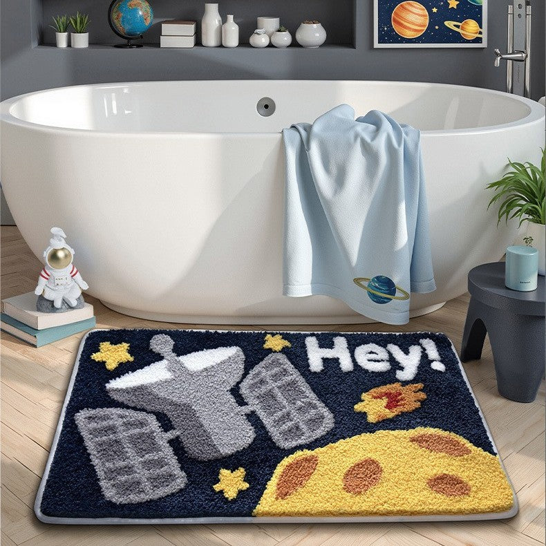 Playful UFO-Themed Bathroom Rug