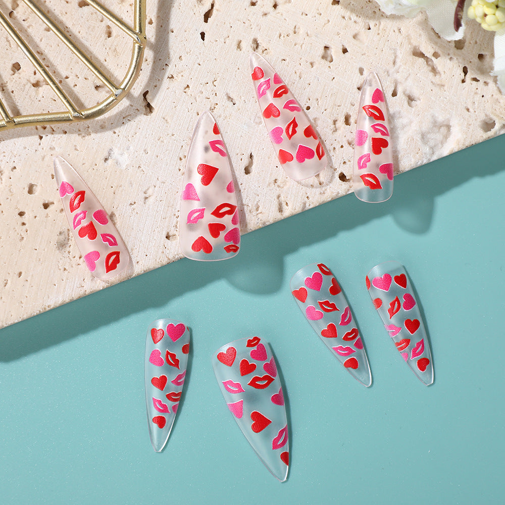 Artificial nail tips with heart motifs Stornfield