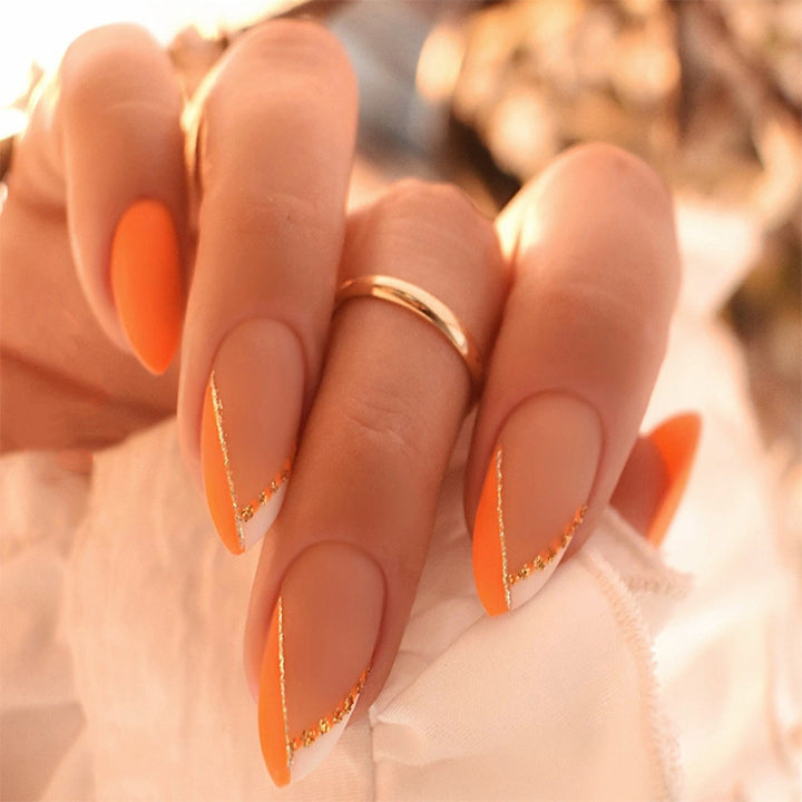 Nail set with elegant matte finish and golden accents Stornfield