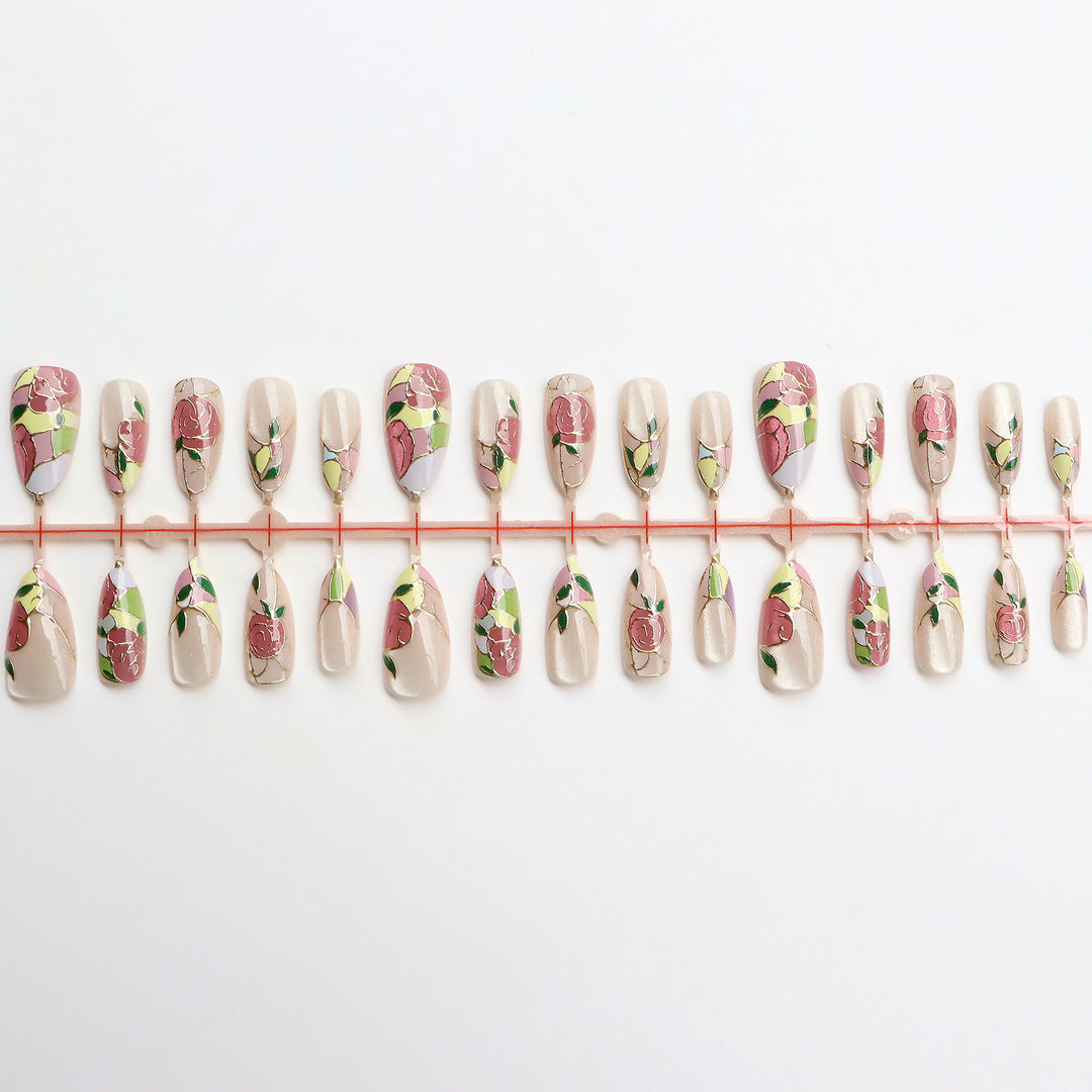 Floral Themed Press-On Nail Art Set Stornfield