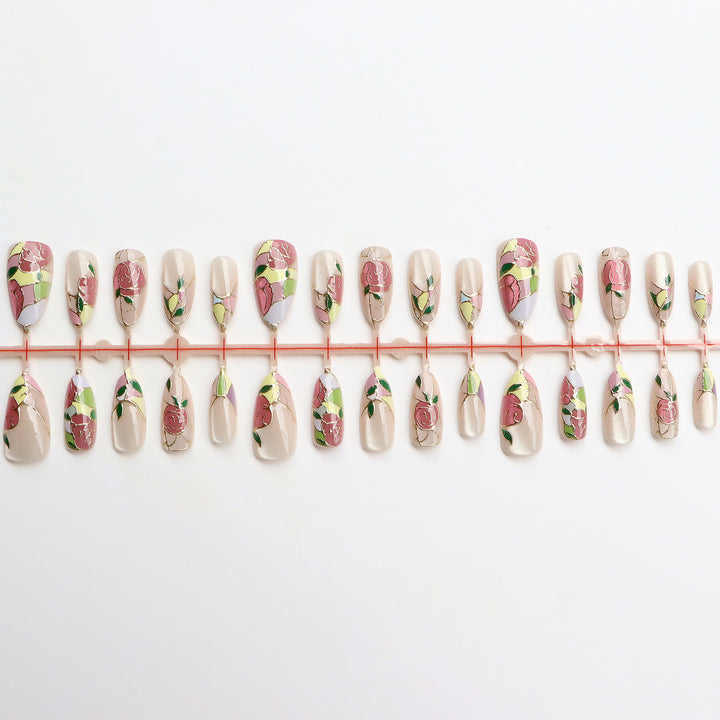 Floral Themed Press-On Nail Art Set Stornfield