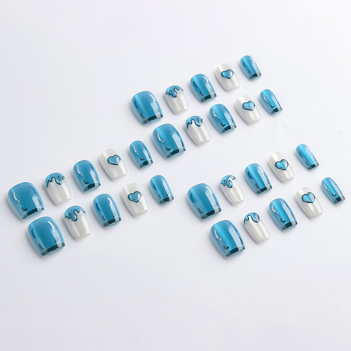 Artistic Press-On Nail Set with Heart Designs Stornfield