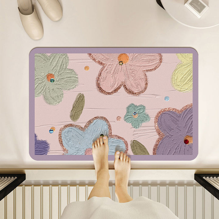 Vibrant Floral Patterned Bath Mat