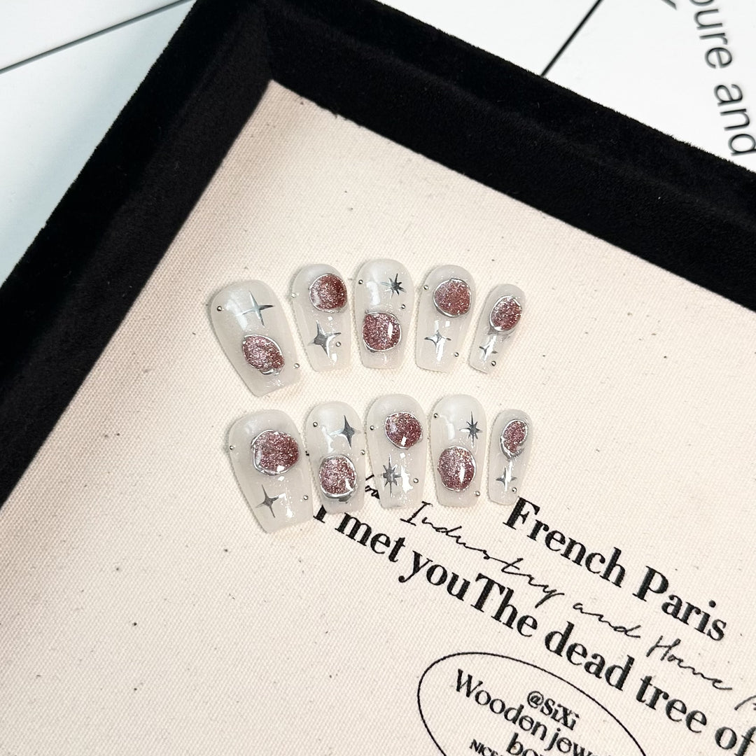 Galaxy-Inspired Decorative Press-On Nail Set