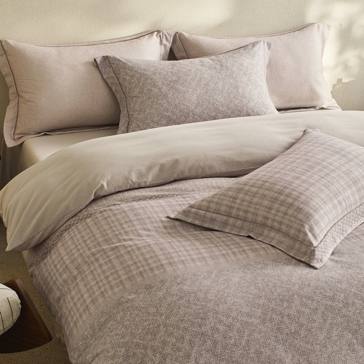 Reversible Botanical Cotton Sateen Duvet Cover Set with Pillow Shams
