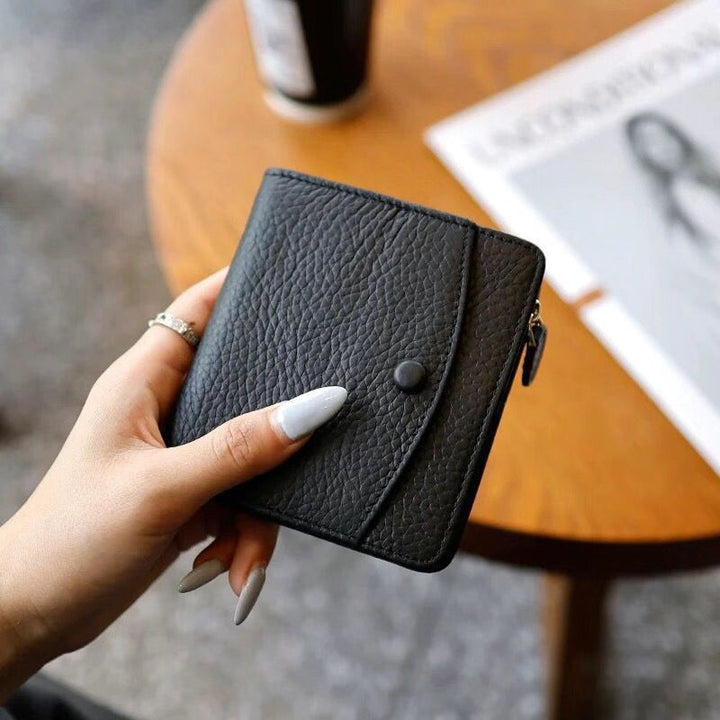 Textured Leather Zippered Coin Wallet Stornfield