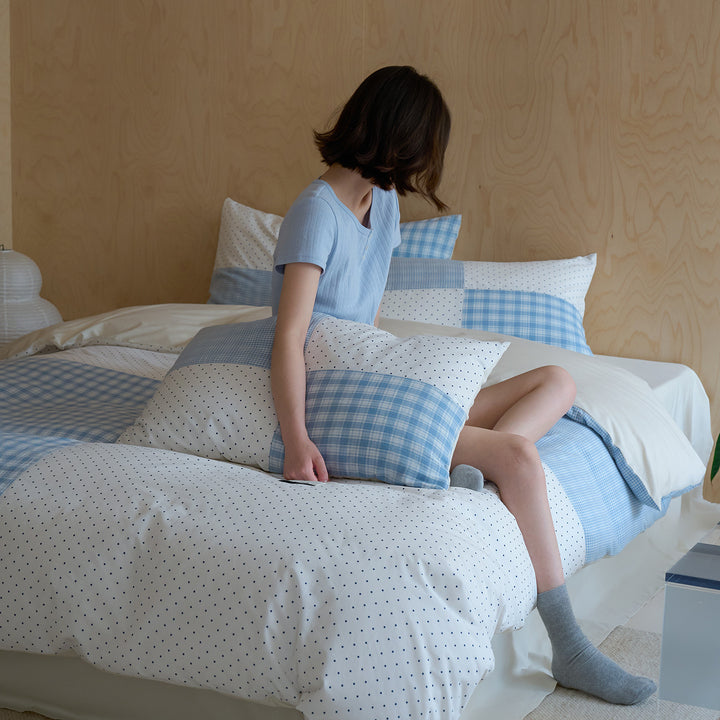 Reversible Brushed Cotton Gingham & Dot Duvet Cover Set