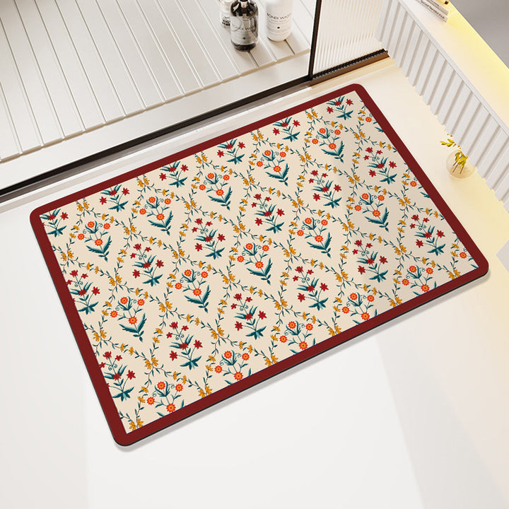 Vintage Floral Pattern Bath Mat Stornfield