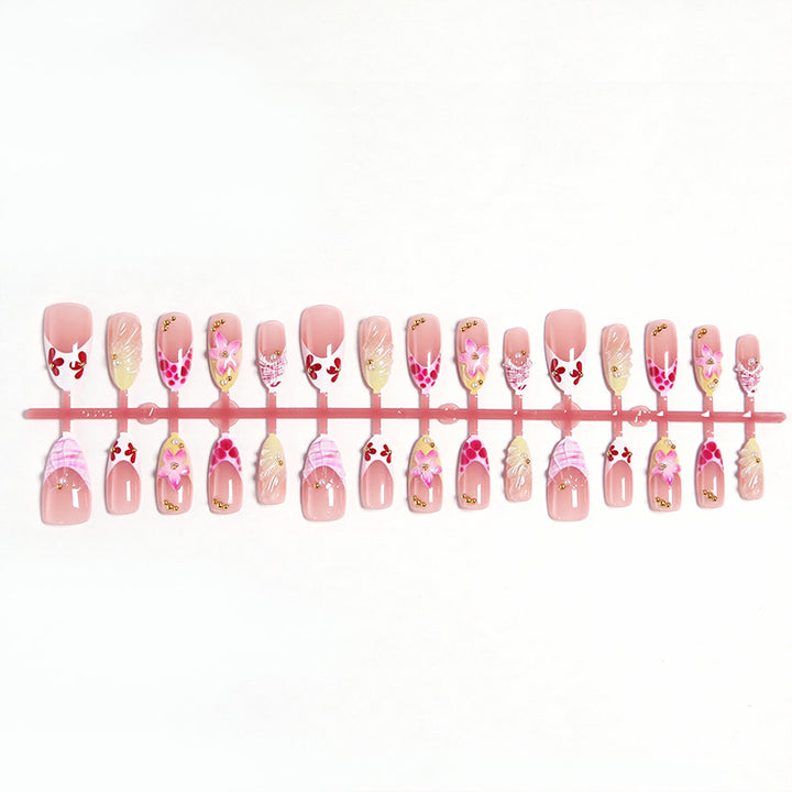 Artificial Nail Set with Floral and Glamorous Decorations Stornfield