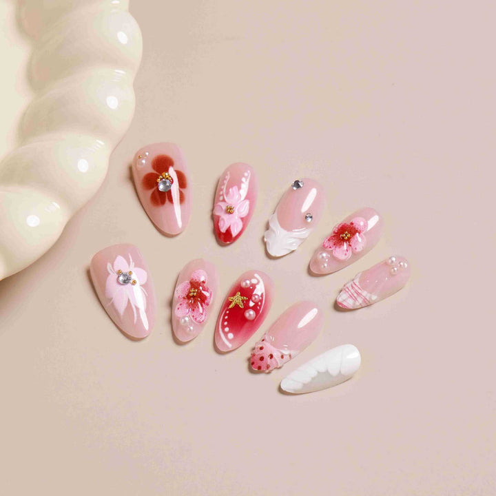 Elegant Floral Design Press-On Nail Set Stornfield