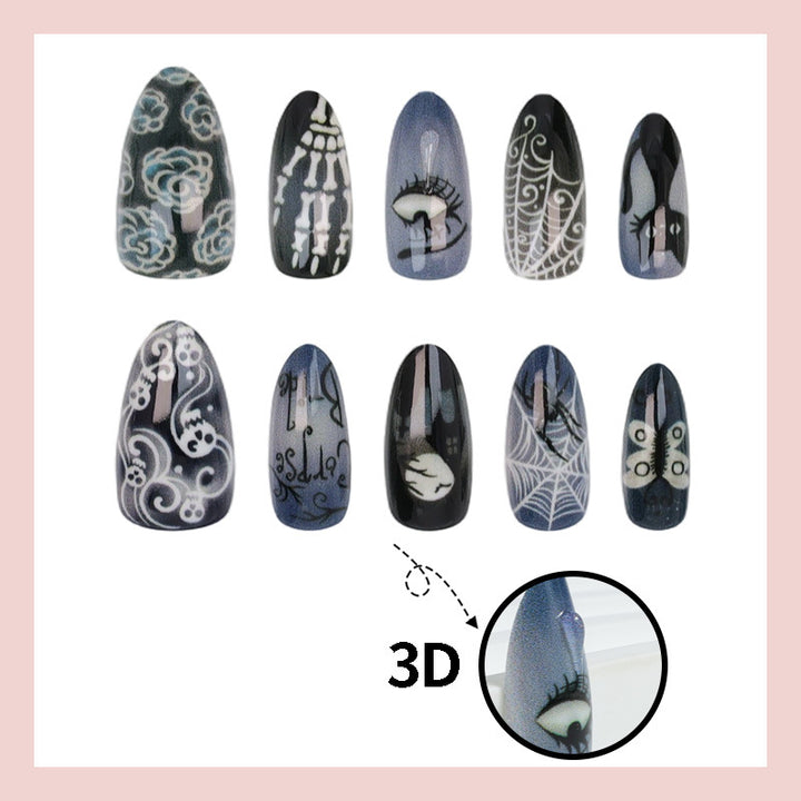 Halloween Artificial Nail Set with Unique Spooky Designs Stornfield