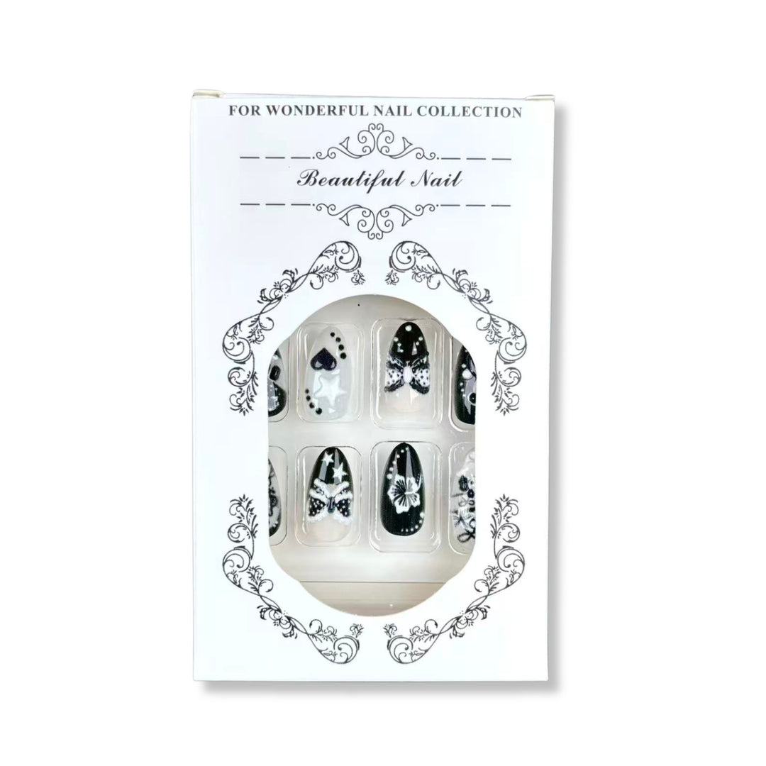 Artistic Press-On Nail Art Set with Creative Designs