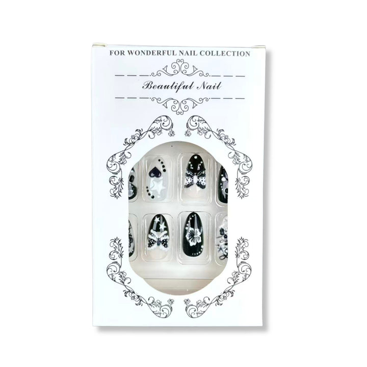 Artistic Press-On Nail Art Set with Creative Designs