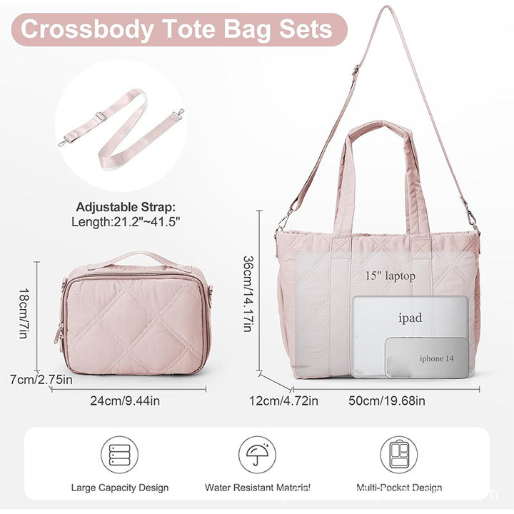 Elegant and Versatile Fabric Handbag with Detachable Cosmetic Bag Stornfield