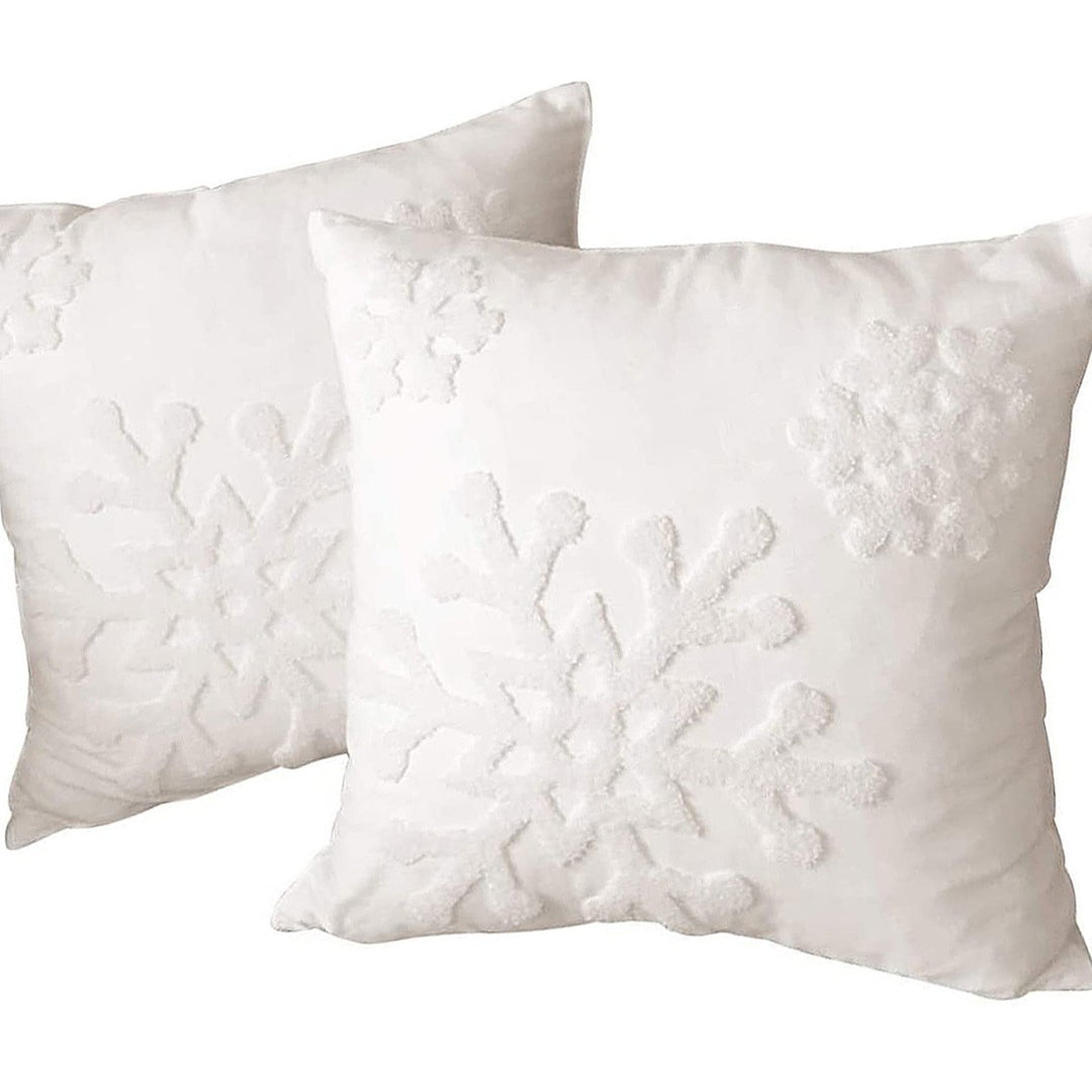 Snowflake Chenille Tufted Square Throw Pillow Covers Set