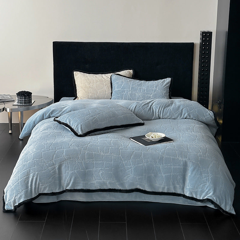 Plush Quilted Duvet Cover Set with Contrasting Piped Edge