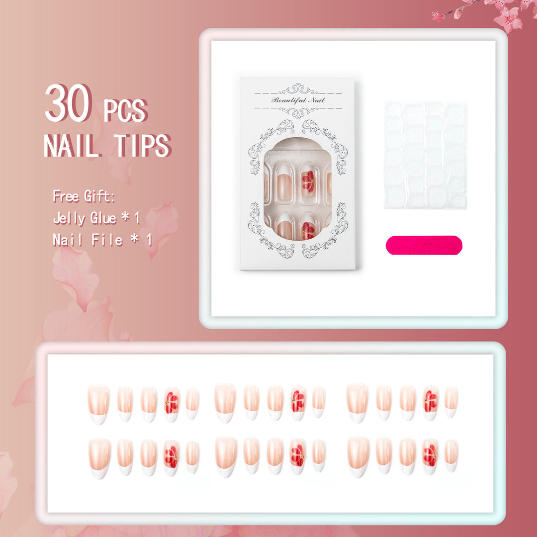Elegant Floral Decorated Press-On Nail Set