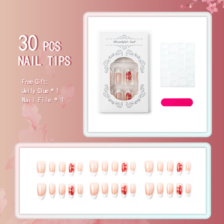 Elegant Floral Decorated Press-On Nail Set