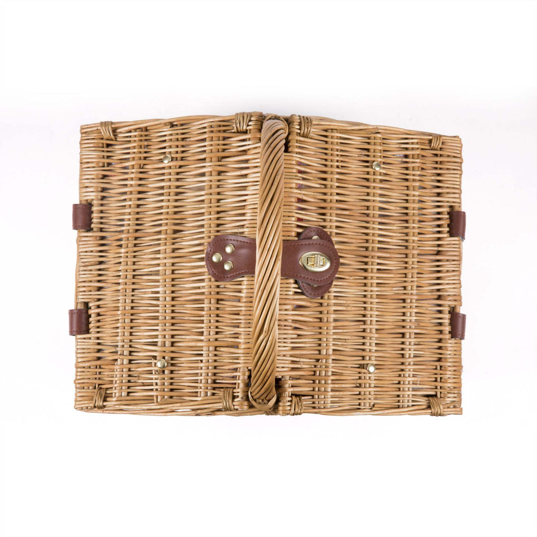 Women's picnic basket with integrated dish set and sturdy carrying handles Stornfield